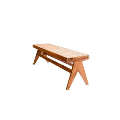 teak wood furniture carly rattan bench right view