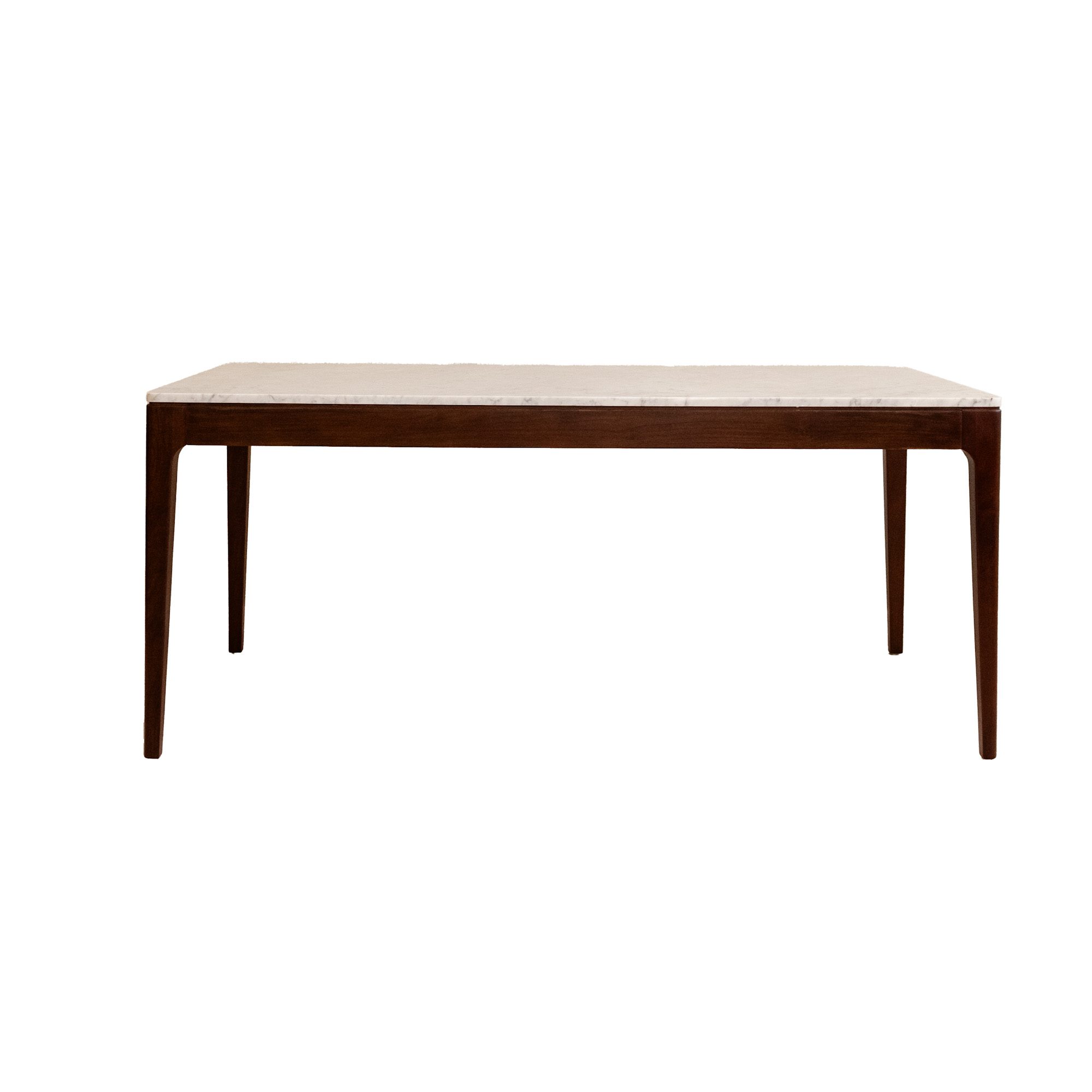 jaelia teakwood dining table with carara marble
