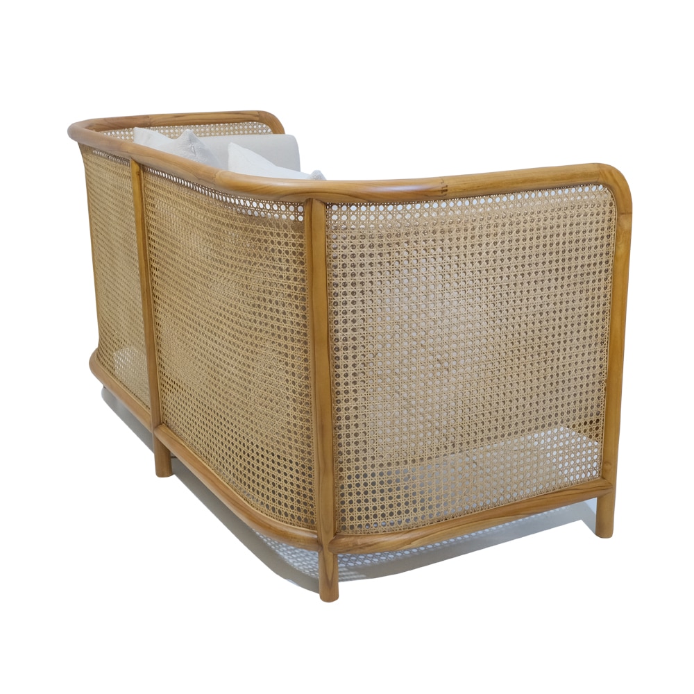 teak wood 2 seater rattan sofa gaius