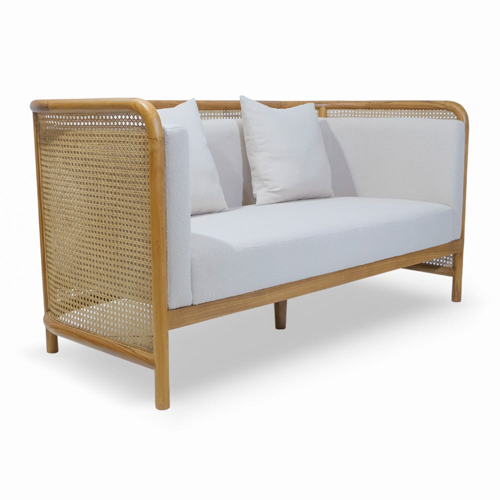 teak wood rattan 2 seater sofa gaius